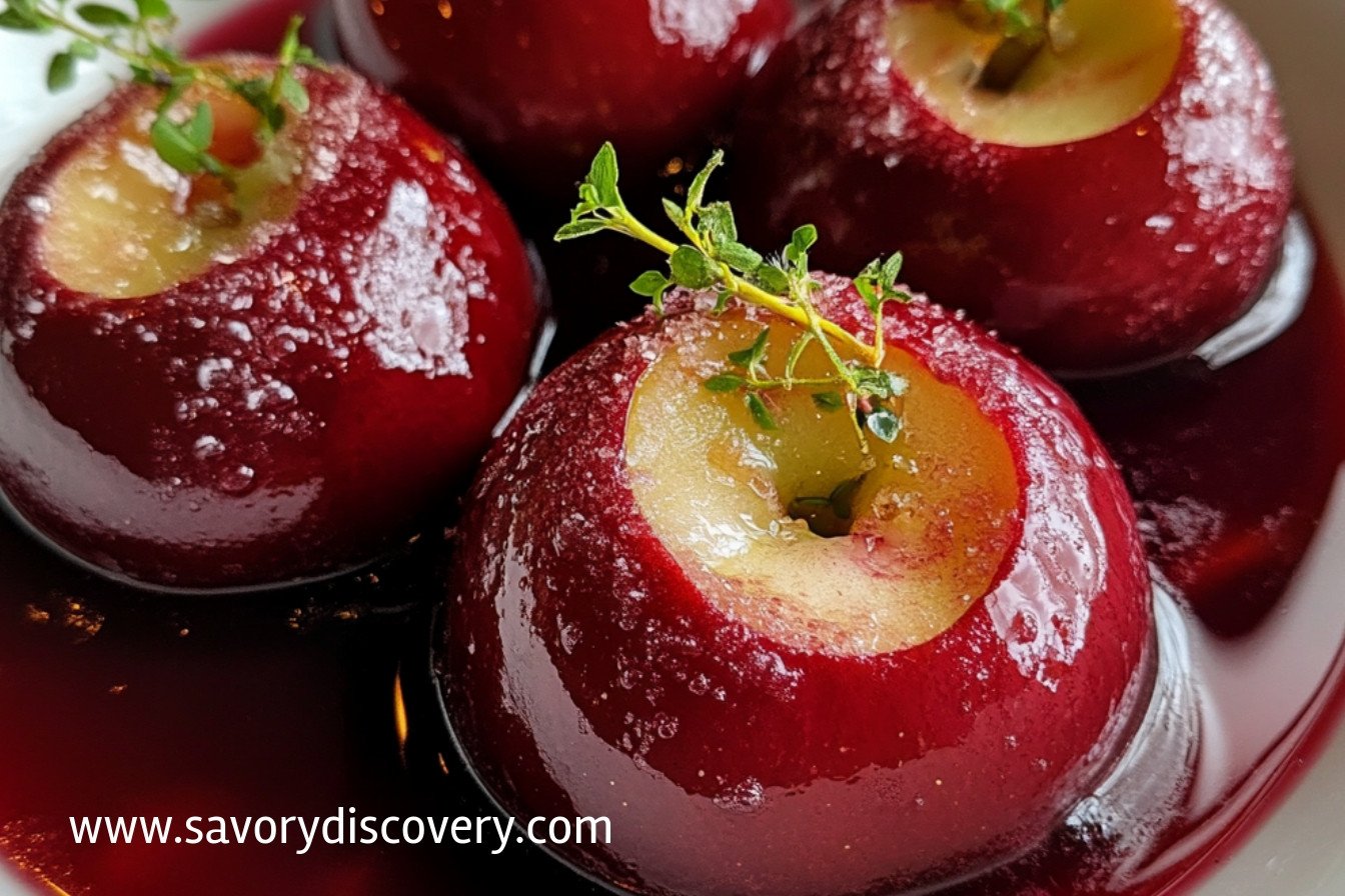 Poached Apples in Red Wine